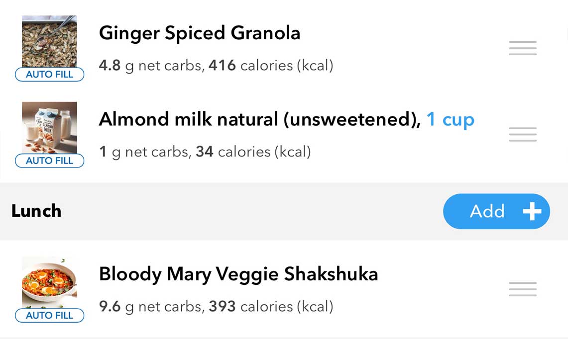 KetoDiet App Feature: Auto Fill